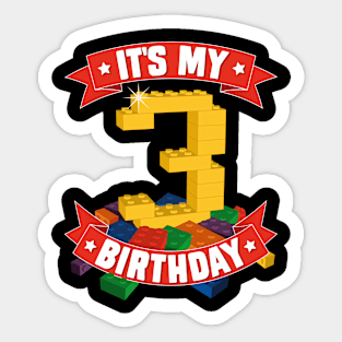 It's My Birthday 3rd Years Old Block Building Boys Girls Sticker